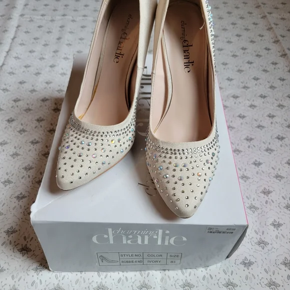 Charming Charlie 💎 Dazzling Ivory Heels - Picture 2 of 3